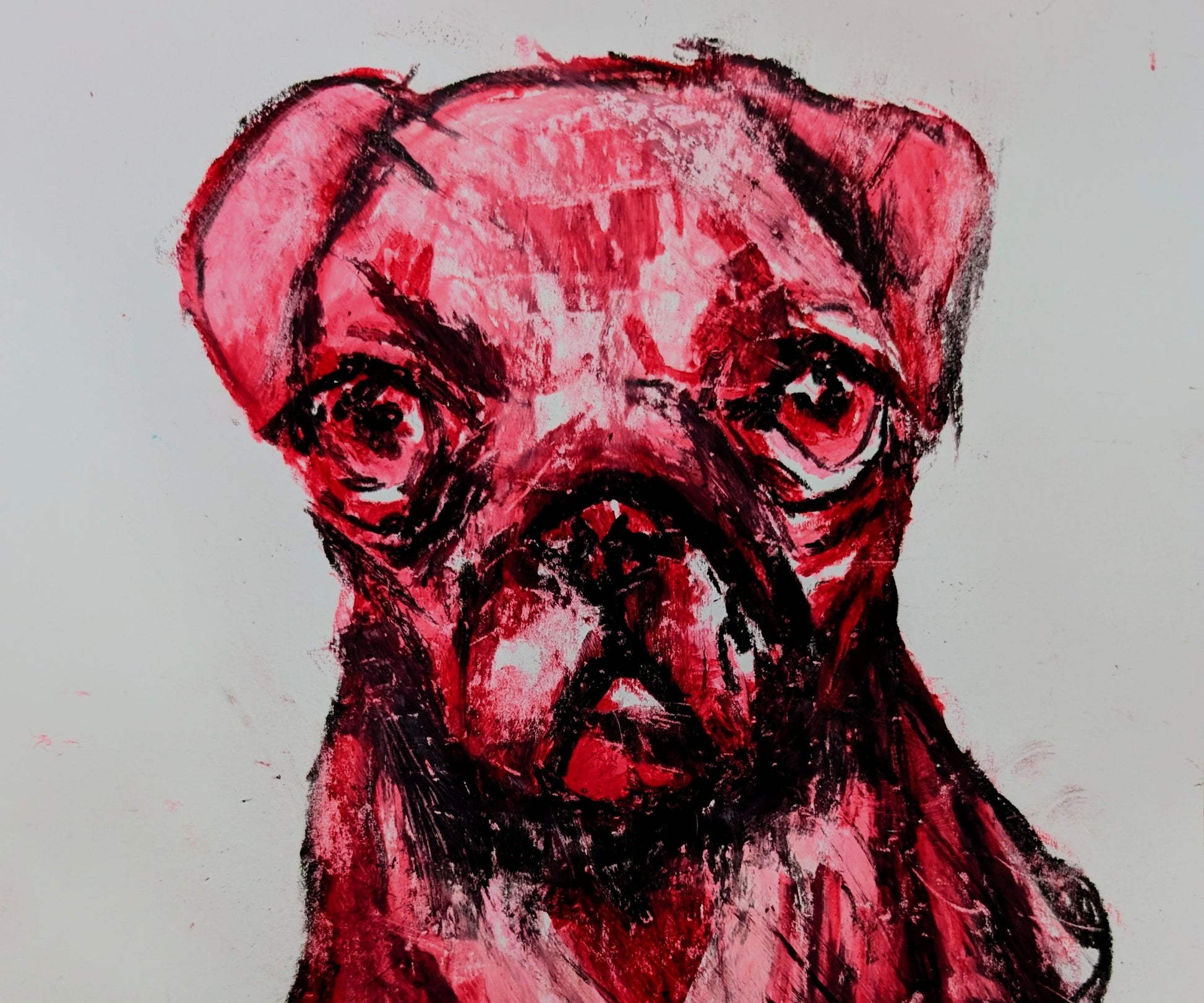 Pink Pug Puppy A4 Size Drawing Unframed - Unorthodox Zoo