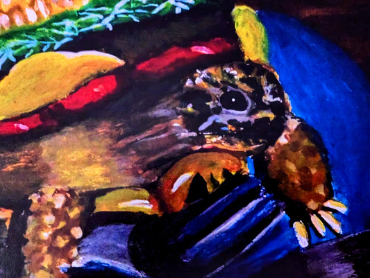 Burger Tortoise With Knife Fork Plate Art Print Matt Finish A4 Unframed - Unorthodox Zoo