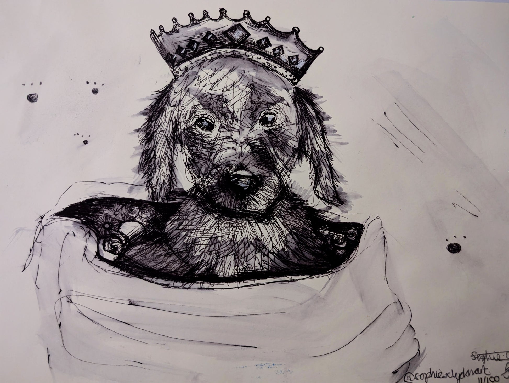 Dog Illustration With Crown