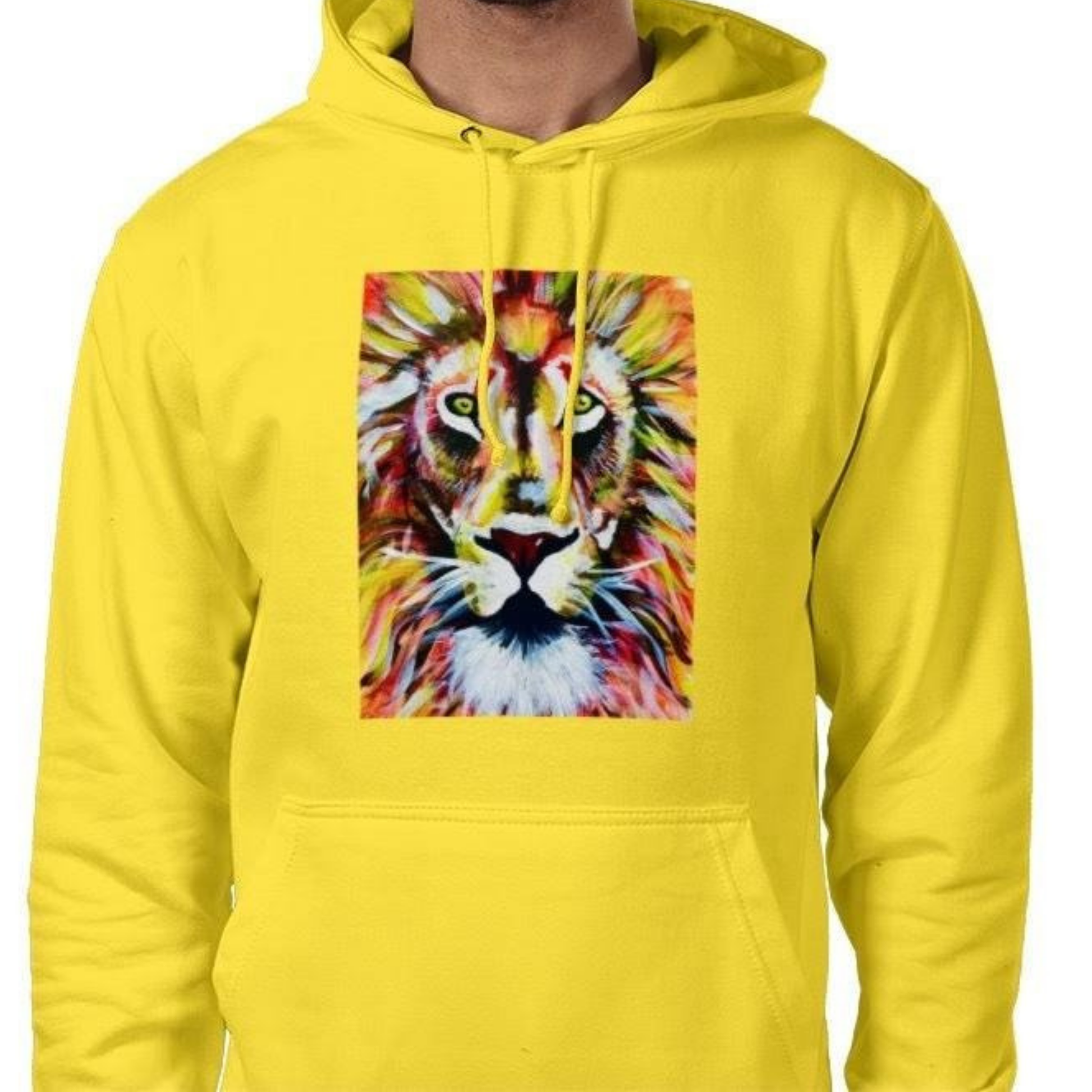 Lion Roaring Unisex Hoodie Various Sizes Bright Yellow - Unorthodox Zoo