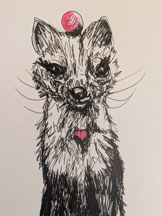 Sweet N Cupcake With Little Pink Heart Sprinkles Not Impressed Facial Impression Pen Illustration Drawing Sketch Art Unframed A4 Size - Unorthodox Zoo