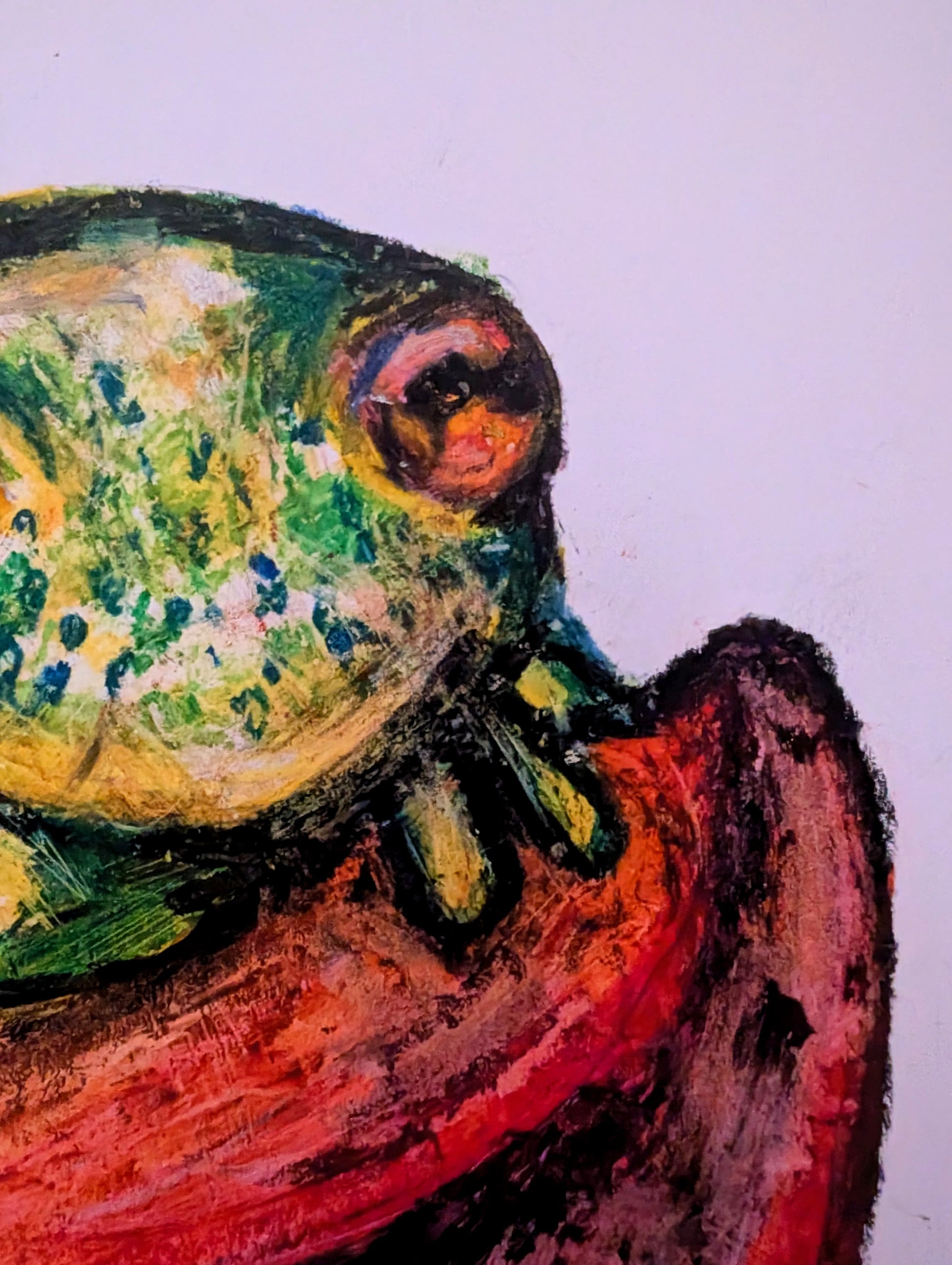 Glass Frog Green Yellow Orange Red Purple Blue Oil Pastel Illustration Drawing Sketch Unframed A4 Size - Unorthodox Zoo