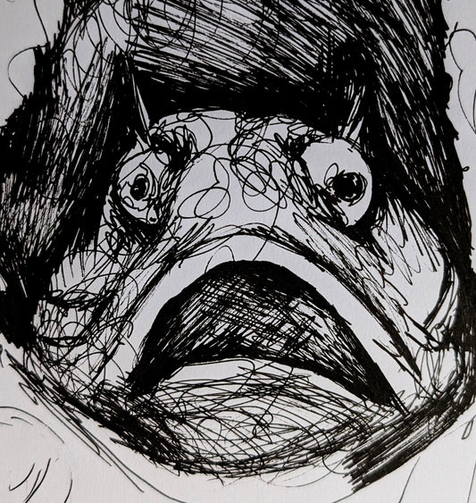 Sarcastic Fringehead Fish Under The Sea Pen Illustration Drawing Sketch Art Portrait Unframed A4 Size - Unorthodox Zoo