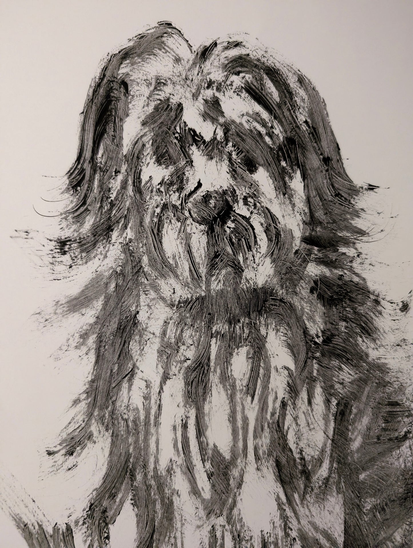 Dog White Background Mascara Drawing Illustration Sketch Make Up Art A3 Size Unframed